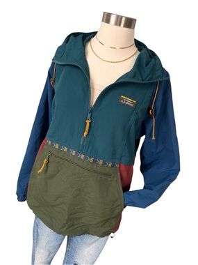 L.L.Bean Mountain Classic Anorak multicolor pullover half zip S